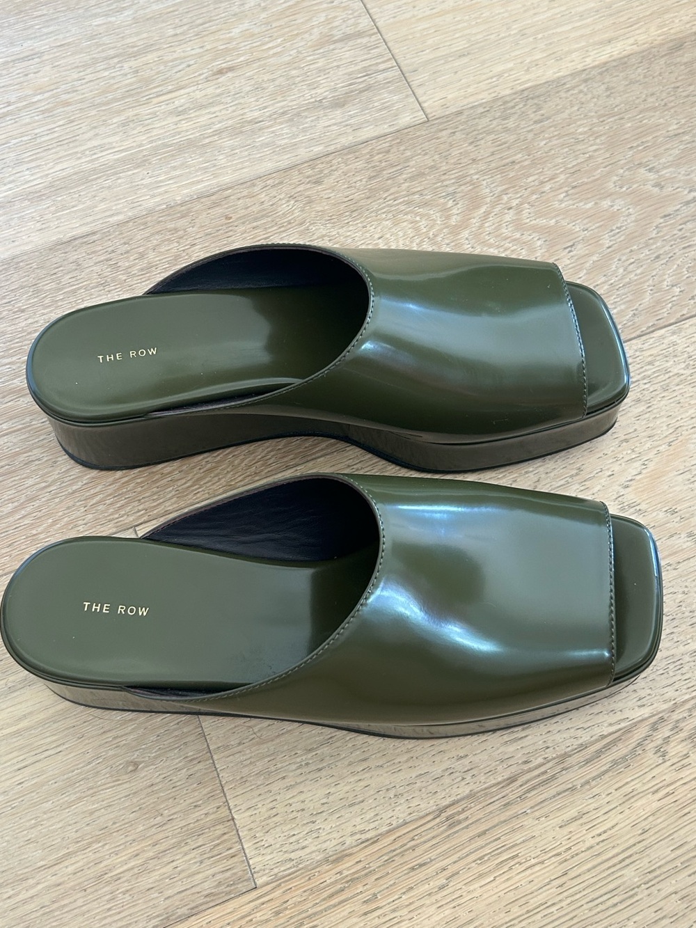 The Row Emi Platform Sandal in Khaki, Size 7.5